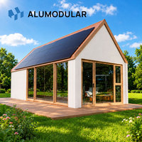 Maison triangulaire de camping en plein air, maison préfabriquée triangulaire, panneaux solaires, maison modulaire de luxe en forme de A avec 1 chambre et 1 salon