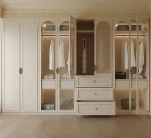Elegant Modern Durable Eco-Friendly Solid Wood <strong>Wardrobe</strong> Raised Panel <strong>Doors</strong> <strong>2</strong> Drawers 5 Shelves Bedroom Home Furniture Hotel - Product Image 3
