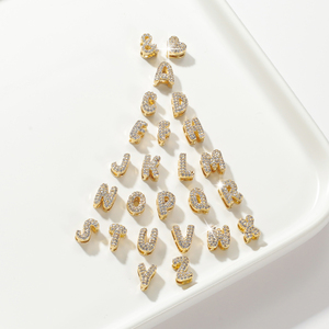 Collana con Nome 3D a Bolle in Oro con Diamanti, Ciondolo a Forma di <span class=keywords><strong>Lettera</strong></span> Gonfiabile, Regalo di <span class=keywords><strong>San</strong></span> <span class=keywords><strong>Valentino</strong></span> <span class=keywords><strong>per</strong></span> <span class=keywords><strong>Lei</strong></span> - Product Image 3