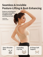 Soutien-gorge sans fil pour femme, sans couture, correcteur de posture, redresseur de dos, push-up, gainant, bretelles réglables, extensible, invisible