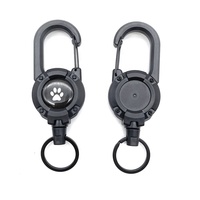 Porte-clés rétractable YYX porte-badge mousqueton robuste bobine d'insigne d'identification tactique avec cordon rétractable en acier de 60cm
