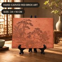 Ornements décoratifs en briques rouges sculptés à la main pour la maison, le bureau, le salon, le bureau d'étude, style chinois, nouveau style chinois