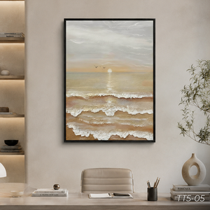 Pintura Abstracta de Lujo en Seda, Arte de Pared para Decoración del Hogar, Tela de Seda Hecha a Mano, Diseño de Olas del Océano, Fabricante Vietnamita, Modelo ODM TT5-5 - Product Image 4