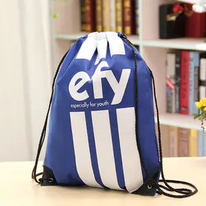 custom printing blue gym backpack sports dust non-woven shopper tote drawstring bag for shoes