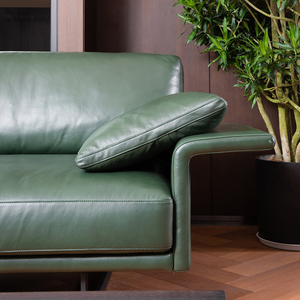 Vintage Look Olive Green Minimalist Style 3 Seater Reception Office Leather <span class=keywords><strong>Sofa</strong></span> - Product Image 5