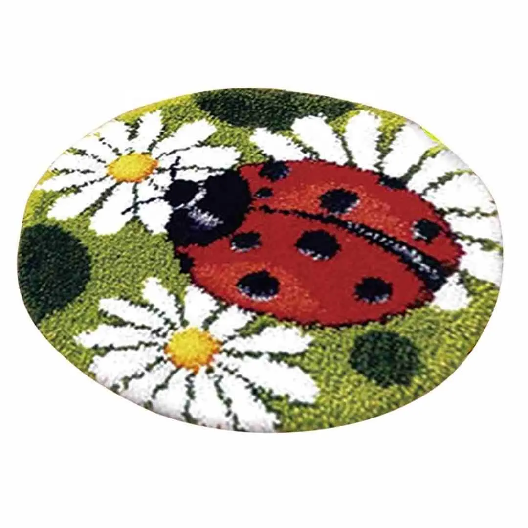 Beetle Carpet Latch Hook Rug Kits DIY Needlework Crocheting Rug Cushion Mat Embroidery Carpet Rug Needlework