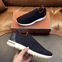 Chaussures de luxe décontractées pour hommes, noires, en maille, à enfiler, respirantes, avec semelle légère et amortissante, pour la marche confortable