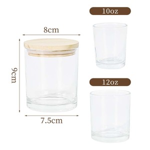 Bán buôn khuyến mãi 10oz 12oz tùy chỉnh nến tàu sang trọng rỗng Lọ nến thủy tinh cho nến làm với nắp bằng gỗ - Product Image 2