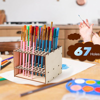 67 trous support de pinceau support de pinceau en bois support de pinceau organisateur de porte-pinceau pour crayons de couleur pinceaux de maquillage