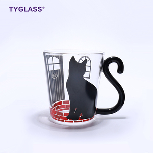 Borosilicate Thủy Tinh Mèo Hình Sóng Dot <span class=keywords><strong>Mug</strong></span> Mèo <span class=keywords><strong>Mug</strong></span> Tùy Chỉnh In Cốc Thủy Tinh - Product Image 4