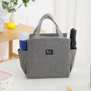 Sac à déjeuner à double poche Bentho en tissu Oxford avec doublure en aluminium isolée pour une utilisation scolaire en plein air - Product Image 4