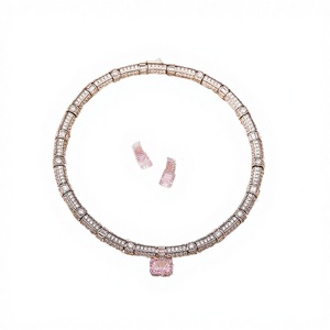 Parure de bijoux deux pièces pour femme, plaqué platine, avec zircone jaune rose étincelante taille fleur de glace, pour mariage et fiançailles - Product Image 4