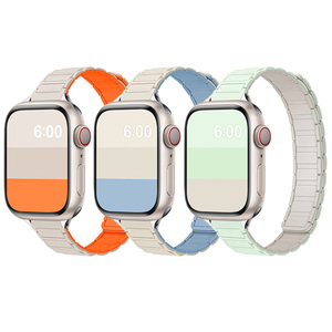 สายซิลิโคนเอวแม่เหล็กสามเม็ด14มม. สำหรับ <span class=keywords><strong>Apple</strong></span> <span class=keywords><strong>Watch</strong></span> ULTRA 2 49มม. สำหรับ iWatch Series 10 9 8 <span class=keywords><strong>7</strong></span> <span class=keywords><strong>41</strong></span> 42 46มม. - Product Image 1