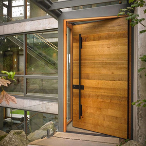 Skyland Modern Design Exterior Wooden Main Entrance Front Doors for Houses Solid Wood Pivot Door - Product Image 2