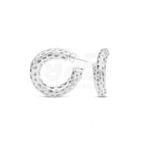 Tremendous Quality Pitted Texture Dia. 6.5 mm Round <b>Stud</b> C Shaped <b>Silver</b> Earring - Product Image 1