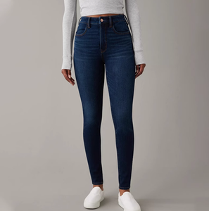 Màu Xanh Denim Cao Eo Đàn Hồi Skinny <span class=keywords><strong>Jeans</strong></span> Cho Phụ Nữ Cổ Điển Hợp Thời Trang Mỏng Phù Hợp Với Bút Chì Mắt Cá Chân Quần Thể Hiện Đường Cong - Product Image 1