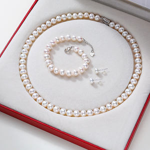 Conjunto de joyería fina de Plata de Ley 925 3A <span class=keywords><strong>8mm</strong></span> collar de perlas de agua dulce estilo moderno 18 pulgadas para fiesta boda regalo del Día de la madre - Product Image 5