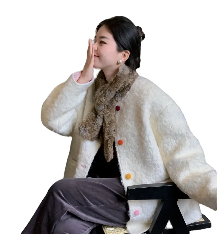 IC-KSR Bont Winter Groothandel Custom Warm Gebreide Womens Wollen Sjaal