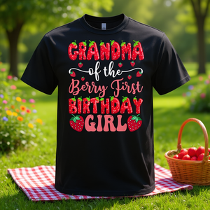 Camiseta para abuela de la niña de cumpleaños número uno, amante de las fresas - Product Image 3