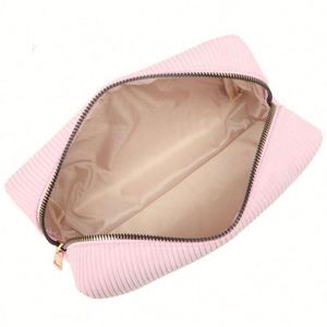 Nouvelle trousse de maquillage en toile grande capacité avec logo personnalisé, sac de rangement portable en velours côtelé pour soins de la peau et articles de toilette, style tendance, en stock - Product Image 3