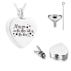 Collar con urna de corazón para cenizas, joyería de cremación para hombres y mujeres, colgante de recuerdo, <span class=keywords><strong>te</strong></span> See en el otro lado de las estrellas - Product Image 2