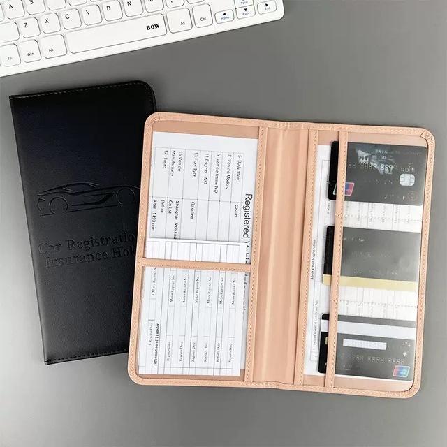 Car Registration and Insurance Card Holder for Women Men PVC Leather Driver's License Storage Cover