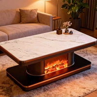 Table basse chauffante électrique intelligente en marbre à 2 niveaux avec rangement, silencieuse et économe en énergie, idéale pour le salon et les réunions de famille – Offre Spéciale