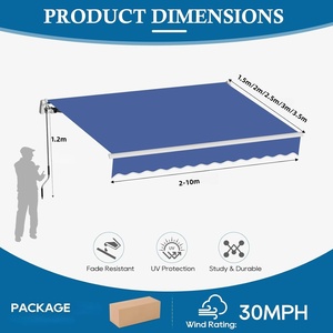 Pièces détachées et accessoires pour auvents anti-pluie - Auvents rétractables à structure en acier sur mesure avec barre fronta - Product Image 2