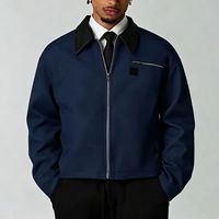 Blouson Bomber Ample en PU Double Boutonnage Personnalisé XS Coupe Courte Streetwear Vintage Colorblock Col Rabattu Unisexe