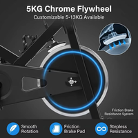 Vélo de spinning d'intérieur robuste à transmission par courroie, volant d'inertie de 5 kg, moniteur de fréquence cardiaque LCD, capacité de 120 kg, pour entraînement cardio