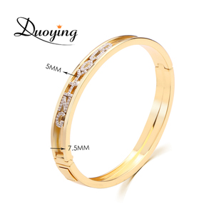 Qiuhan Women's DIY Zirconia Letters Custom Name Bangles Personalized Letter Slider <strong>Charms</strong> <strong>Silver</strong>/Gold/Rose Gold Plated Classic - Product Image 1