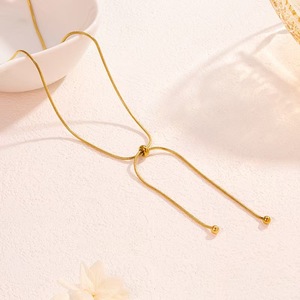Stylish Simple Women's Snake Bone Chain Necklace 18K Gold Stainless Steel Pull-out Design Necklace <b>Bracelet</b> <b>Anklets</b> - Product Image 3