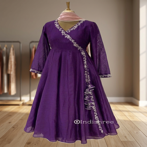 New Kanya Libas Designer <b>Long</b> Anarkali <b>Dress</b> Cashmere Sweet Oversized Fit A-Line Silhouette Special Occasion Indian/Pakistani - Product Image 3