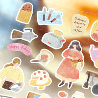 1 feuille par paquet, série The Long Slow Days, autocollants décoratifs DIY à motifs aquarelle de style japonais