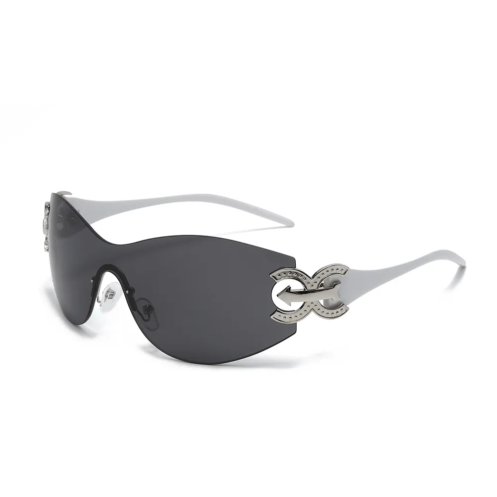 Sunglasses 2022 Fashion Y2K Style Fashion One Piece Custom Shades Metal Design Female PC Modern Sun Glasses