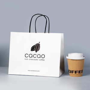 Bolsa de Papel Kraft Blanca y Marrón Personalizada con Asa Retorcida, Bolsa de Papel para Alimentos, Paquete de Pan para Llevar, Logotipo Personalizado - Product Image 3