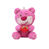 Peluche Ours Fraise à Visage Endormi Thème Fête Style Influenceur, Super Douce en Coton PP, Pendentif Porte-clés pour Machine à Pinces