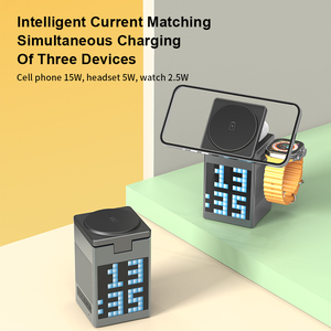 다기능 6 in 1 마그네틱 Led 디스플레이 BT 스피커 알람 시계 픽셀 애니메이션 디스플레이 무선 충전기 - Product Image 4