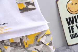 Vente en gros de vêtements décontractés pour garçons, chemise imprimée à manches courtes + jean, t-shirt 2 pièces pour enfants et adolescents - Product Image 6