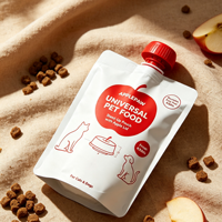 Sachet d'emballage personnalisé pour aliments humides pour animaux de compagnie, avec doublure en matériau CPP stérilisable, pochette souple à bec verseur et bouchon en forme de pomme