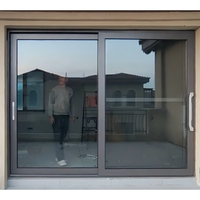 Porte coulissante en aluminium à double vitrage Low-E à rupture de pont thermique, certifiée NFRC, pour hall d'hôtel et système d'entrée commercial
