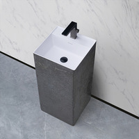 YingJie articles sanitaires wisdom acrylique surface solide cuboïde bassin à piédestal intégré
