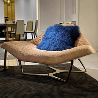 Fauteuil nordique à structure métallique de luxe, meubles de villa Chaise longue triangle léopard