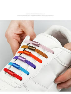 Tali Sepatu Malas Kancing Gesper Logam <span class=keywords><strong>Aluminium</strong></span> Kapsul Anak-anak Dewasa Elastis Tinggi Jaring Datar Elastis - Product Image 2