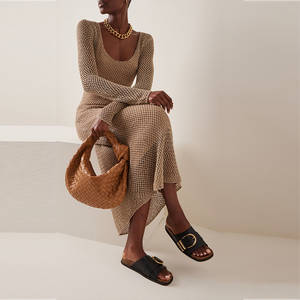 Abito estivo da donna in maglia lunga Slip-On Maxi abito in maglia con matita Sexy in tessuto <span class=keywords><strong>di</strong></span> <span class=keywords><strong>lana</strong></span> naturale a vita - Product Image 4