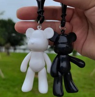 Porte-clés de peinture bricolage écologique porte-clés ours mobile noir fluide pour enfants coloriage diamant jouets