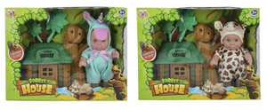 Set da gioco Cryzom Forest House Baby Doll con personaggi animali in peluche per ragazze dai 3 anni in su - Product Image 3