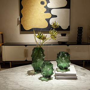 Emerald Green Both Upper and Lower Cutting Cristal Artificial Flower with <b>Vase</b> for Home Decor - Product Image 4