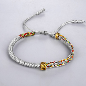 New Tây Tạng Phong Cách Vòng Đeo Tay Handmade Bện Kim Cương <span class=keywords><strong>Knot</strong></span> Chuỗi Màu Đỏ Vòng Đeo Tay Sáu Từ Thần Chú Đồng Hạt Vòng Đeo Tay Màu Đỏ - Product Image 4