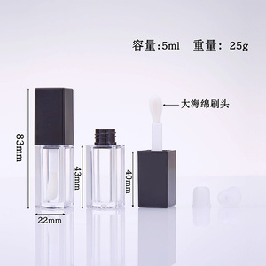 Tubo de brillo labial de 5 ml de capacidad, transparente con tapa rosa y negra, envase cosmético para tinte labial, rímel y delineador de ojos. - Product Image 5